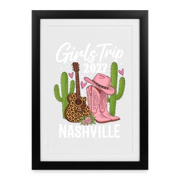 Voyage entre filles Nashville 2027 - Affiche encadrée (27 × 37 cm) - noir - Devant