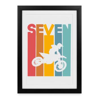 7e anniversaire Motocross - Affiche encadrée (27 × 37 cm) - noir - Devant