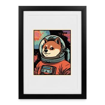 Astronaute de Space Shiba - Affiche encadrée (27 × 37 cm) - noir - Devant