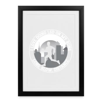 marathonien LOve faire LSD My Run Running Gift - Affiche encadrée (27 × 37 cm) - noir - Devant