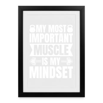 Powerlifting Bodybuilder Important My Mindset Gym - Affiche encadrée (27 × 37 cm) - noir - Devant