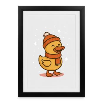 Canard mignon Vacances d’hiver Noël Fun - Affiche encadrée (27 × 37 cm) - noir - Devant