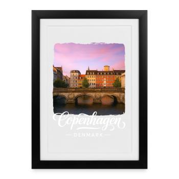 Copenhague, Danemark - Affiche encadrée (27 × 37 cm) - noir - Devant