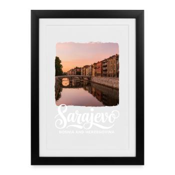 Sarajevo, Bosnie-Herzégovine - Affiche encadrée (27 × 37 cm) - noir - Devant