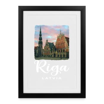 Riga, Lithuania - Framed poster (27 × 37 cm) - black - Front