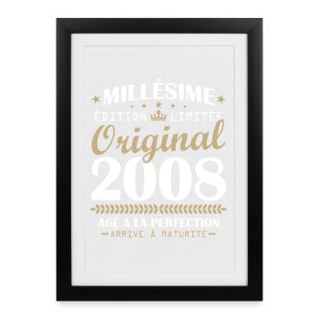 Jahrgang 2008 Original Geschenk zum 18. Jahrestag - Gerahmtes Poster (27 × 37 cm) - Schwarz - Vorne