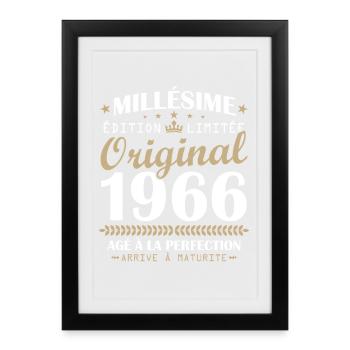 Millésime 1966 Original Cadeau Anniversaire 60 ans - Affiche encadrée (27 × 37 cm) - noir - Devant