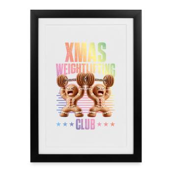Club d’haltérophilie de Noël Noël - Affiche encadrée (27 × 37 cm) - noir - Devant