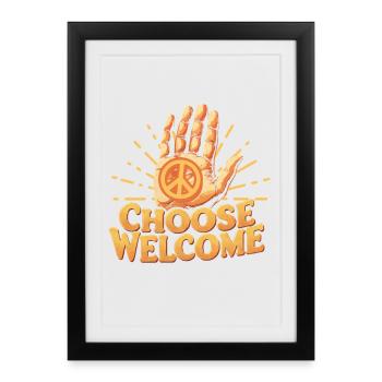 Humanité Egalité Choisir Bienvenue - Affiche encadrée (27 × 37 cm) - noir - Devant
