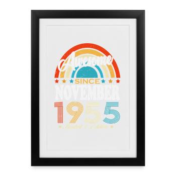 Vintage Novembre 1955 Vintage Rétro Anniversaire - Affiche encadrée (27 × 37 cm) - noir - Devant