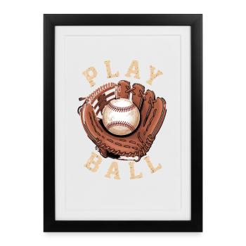 Baseball Game Glove Play Ball Design - Framed poster (27 × 37 cm) - black - Front