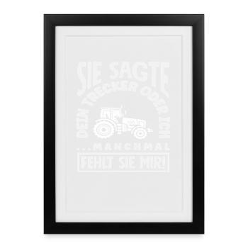 Tractor driver I miss her funny farm - Framed poster (27 × 37 cm) - black - Front