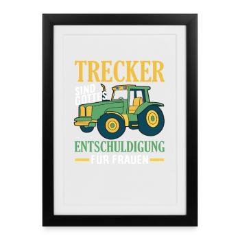 Tractor Driver Hobby Farmer Tractor Men Saying - Framed poster (27 × 37 cm) - black - Front