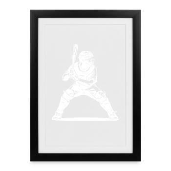 Baseball Player Artwork - Framed poster (27 × 37 cm) - black - Front