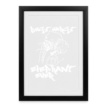 pire meilleur éléphant de toujours - Affiche encadrée (27 × 37 cm) - noir - Devant