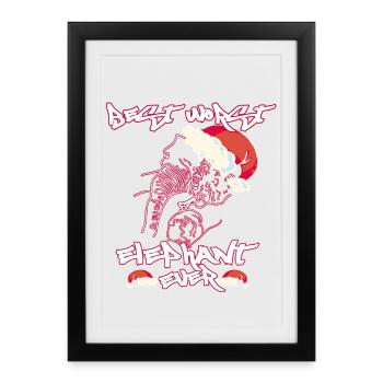 Pire citation cadeau d’éléphant de tous les temps - Affiche encadrée (27 × 37 cm) - noir - Devant