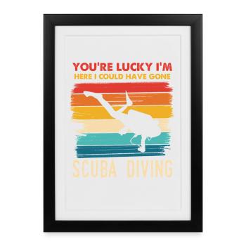 Plongeur Joke Rétro Arc-en-ciel - Affiche encadrée (27 × 37 cm) - noir - Devant