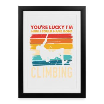 La chance de l’escalade dit grimper ici - Affiche encadrée (27 × 37 cm) - noir - Devant