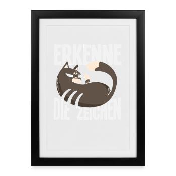 Reconnaître les signes - Message du chat effronté - Affiche encadrée (27 × 37 cm) - noir - Devant