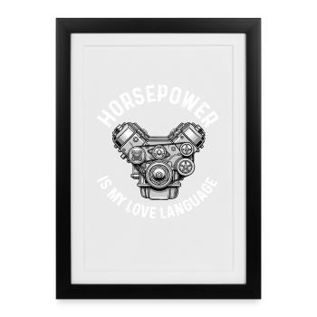 La puissance est mon langage d’amour Voiture de course - Affiche encadrée (27 × 37 cm) - noir - Devant