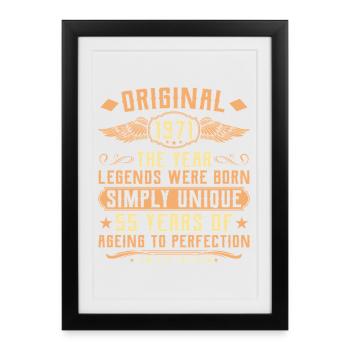 Original 1971 Vintage Legend 55ème Anniversaire - Affiche encadrée (27 × 37 cm) - noir - Devant