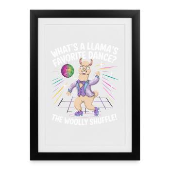 Fun Llama Dance: The Woolly Shuffle - Framed poster (27 × 37 cm) - black - Front