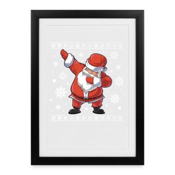 Hässlicher Weihnachts-Dab-Pullover Weihnachtsmann Tanz Lustig - Gerahmtes Poster (27 × 37 cm) - Schwarz - Vorne