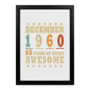 Décembre 1960 | Anniversaire 1960 Millésime Décembre - Affiche encadrée (27 × 37 cm) - noir - Devant