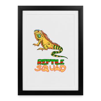 Graphique de l’équipe Iguane de l’Escadron Reptile - Affiche encadrée (27 × 37 cm) - noir - Devant