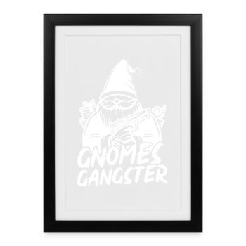 Gnome Costume Hommes Gnomes Gnomes Gangsters Gnome - Affiche encadrée (27 × 37 cm) - noir - Devant