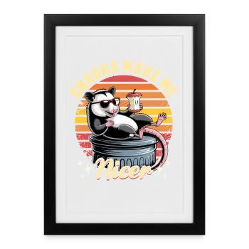Drôle d’opossum - Affiche encadrée (27 × 37 cm) - noir - Devant