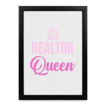 La reine des agents immobiliers Pink Crown - Affiche encadrée (27 × 37 cm) - noir - Devant