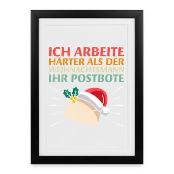 FACTEUR TRAVAILLE PLUS DUR QUE LE PÈRE NOËL - Affiche encadrée (27 × 37 cm) - noir - Devant