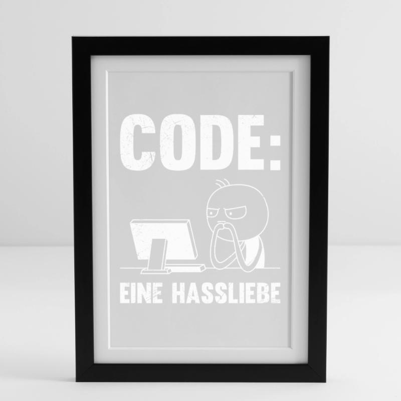 Coder CODE EINE HASSLIEBE LUSTIG Gerahmtes Poster (27 × 37 cm)