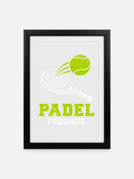Équipe de Padel PADEL FRIENDS Jeux de padel amusants - Affiche encadrée (27 × 37 cm) - noir