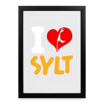 Vacances en mer du Nord J’ADORE SYLT Drôle - Affiche encadrée (27 × 37 cm) - noir - Devant