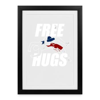 Câlins gratuits Lutteur de catch drôle - Affiche encadrée (27 × 37 cm) - noir - Devant
