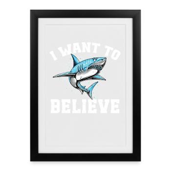 Équipe de recherche Meg Megalodon Tooth Shark Lover - Affiche encadrée (27 × 37 cm) - noir - Devant