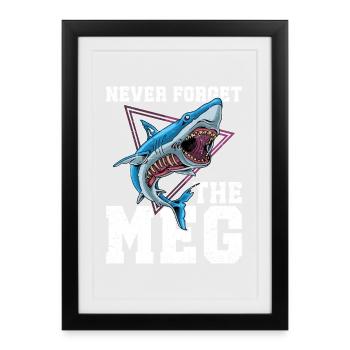 Équipe de recherche Megalodon Mégalodon Véritable Requin Dents de Mégalodon - Affiche encadrée (27 × 37 cm) - noir - Devant