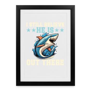 Équipe de recherche Meg Collectionneur de requins mégalodons - Affiche encadrée (27 × 37 cm) - noir - Devant