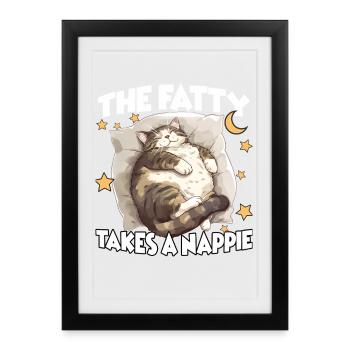 Fat Cat Sleep T Funny Cuddle T for Cats - Framed poster (27 × 37 cm) - black - Front