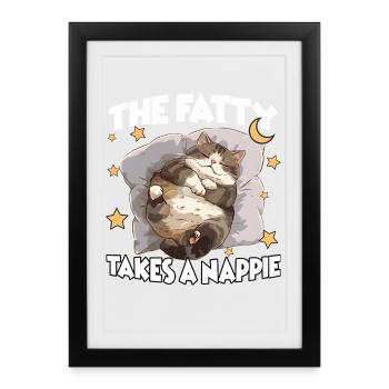 Cat Pajama Nightgown – Fun Cozy Sleep - Framed poster (27 × 37 cm) - black - Front