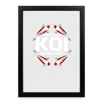 Voici ma déclaration de loisir pour élever des poissons d’étang avec des carpes koi - Affiche encadrée (27 × 37 cm) - noir - Devant