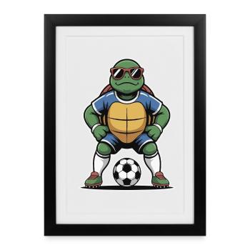Turtle in soccer outfit - Framed poster (27 × 37 cm) - black - Front