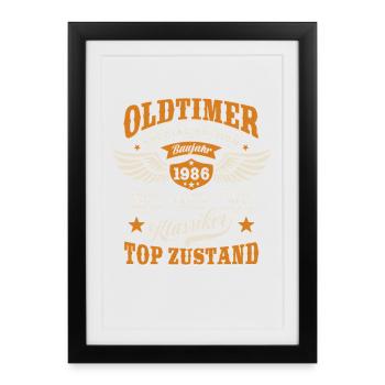 Modèle vintage 1986 | Cadeau d’anniversaire - Affiche encadrée (27 × 37 cm) - noir - Devant
