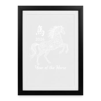 Année du Cheval 2026 Nouvel An chinois - Affiche encadrée (27 × 37 cm) - noir - Devant
