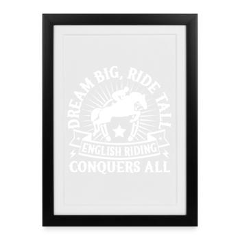 Hobby Horse Rider RIde Conquers all English Riding - Framed poster (27 × 37 cm) - black - Front