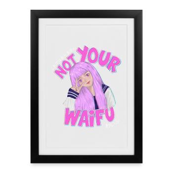 Pas votre waifu anime girl mignonne rose esthétique artistique - Affiche encadrée (27 × 37 cm) - noir - Devant