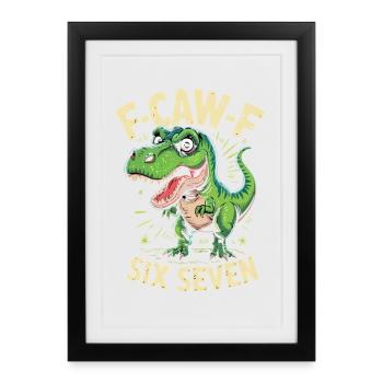 F-Caw-F Six Seven Dino - Gerahmtes Poster (27 × 37 cm) - Schwarz - Vorne