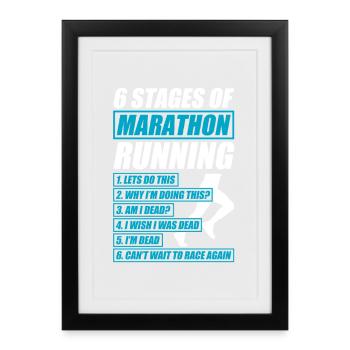 6 étapes du marathon : course drôle de course à pied coureuse - Affiche encadrée (27 × 37 cm) - noir - Devant